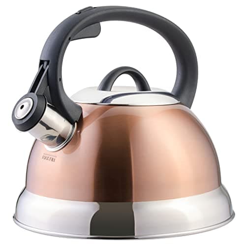 Mr. Coffee Flintshire Whistling Tea Kettle, 1.75 Qt., Copper Finish